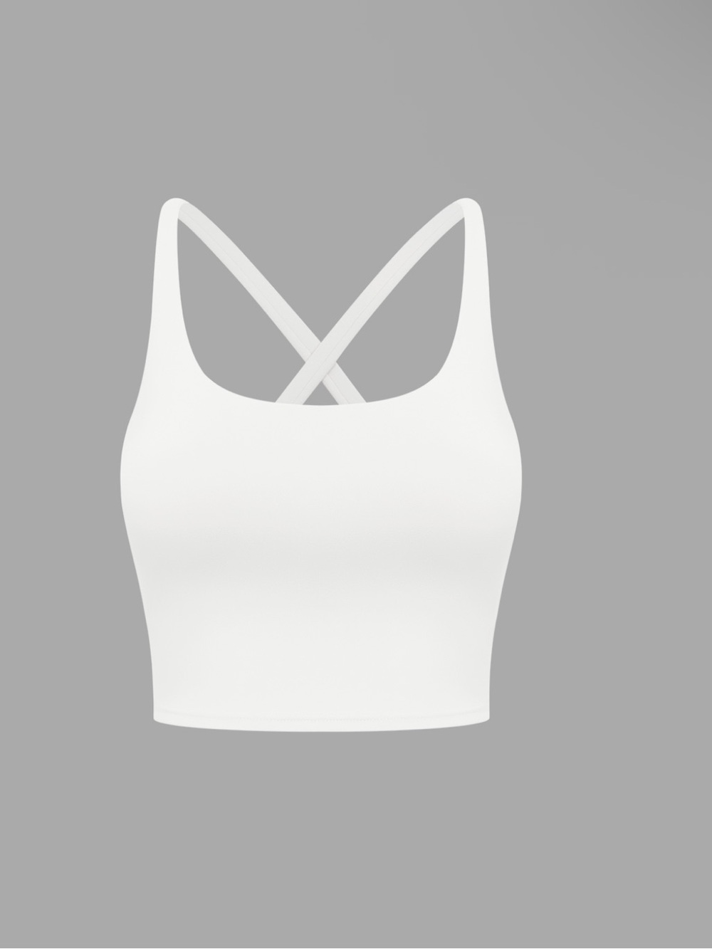 Halara Crisscross Backless Built-In Bra Cropped Running Tank Top (White)
